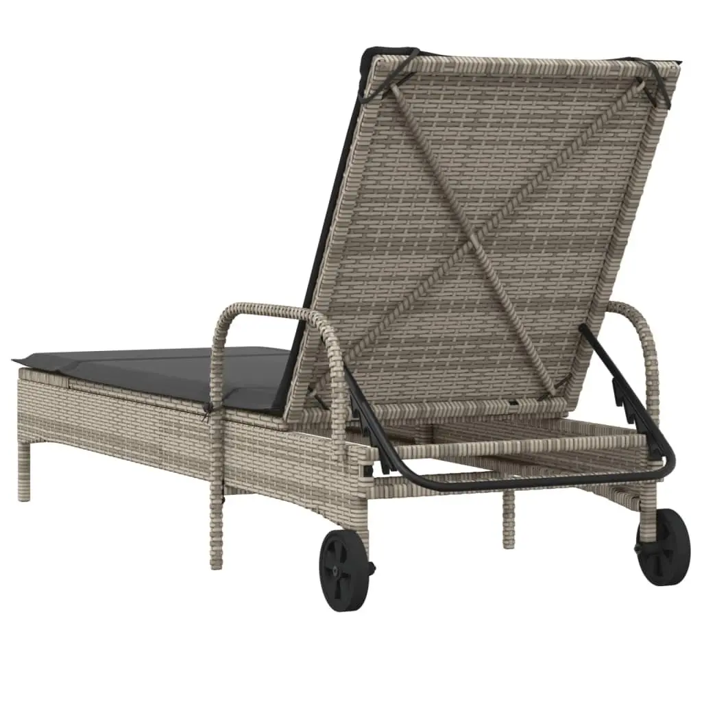 Sun Lounger Adjustable Backrest Outdoor Garden Reclining Grey