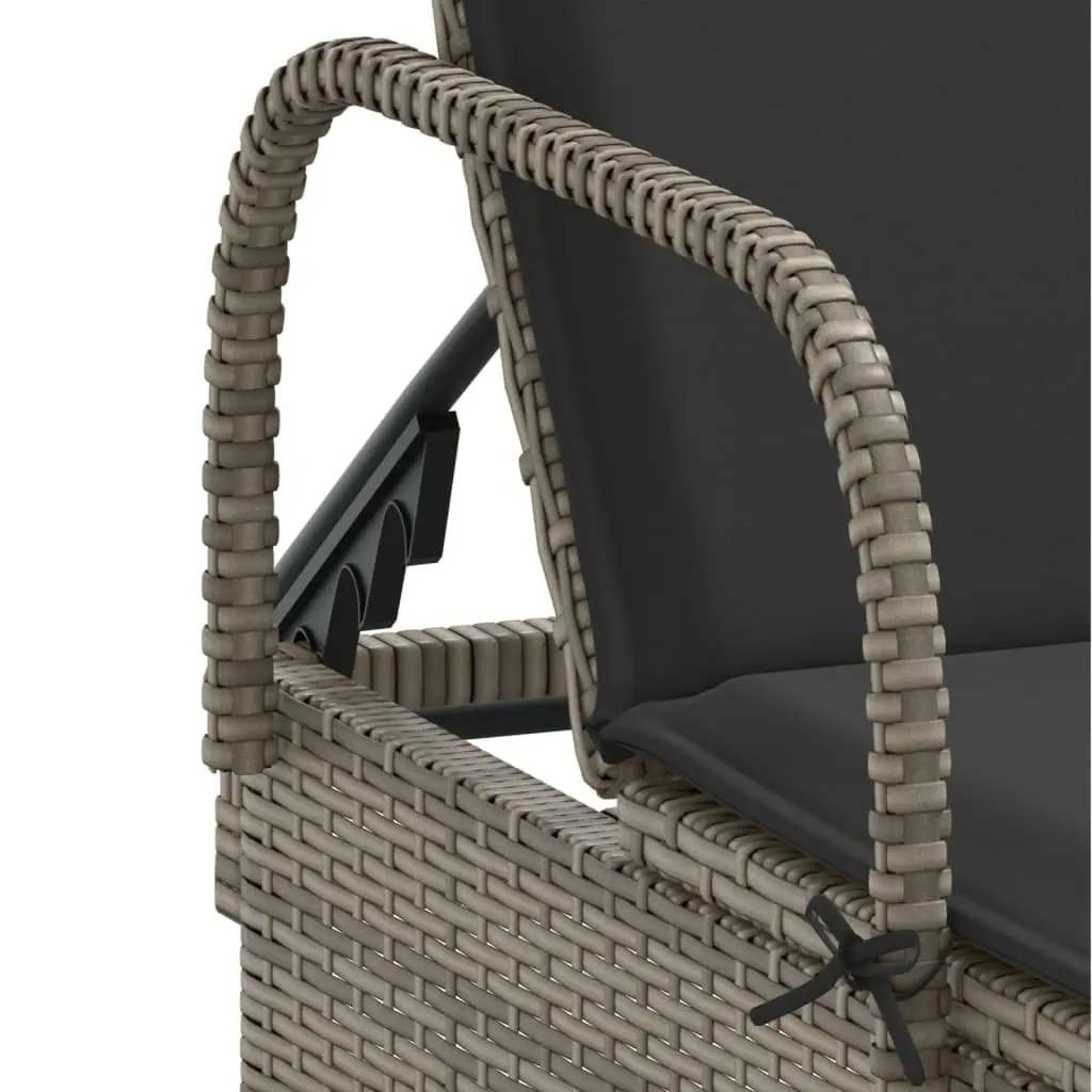 Sun Lounger Adjustable Backrest Outdoor Garden Reclining Grey