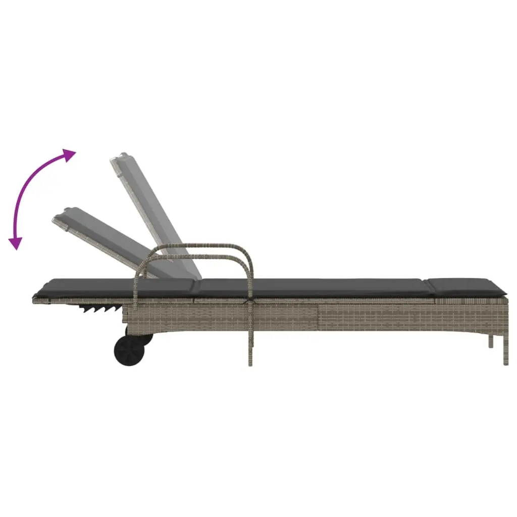 Sun Lounger Adjustable Backrest Outdoor Garden Reclining Grey