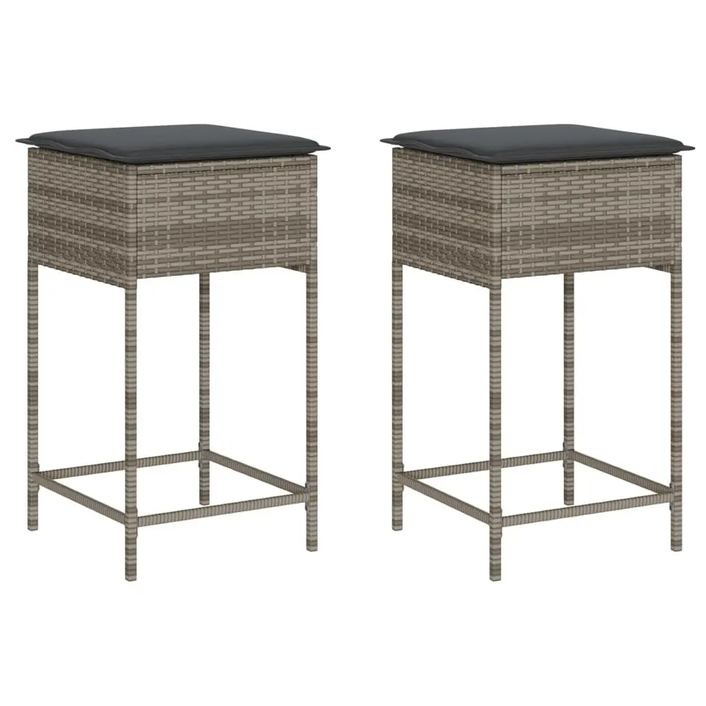 Outdoor Bar Stools Set of 2 Garden Seating Grey Poly Rattan