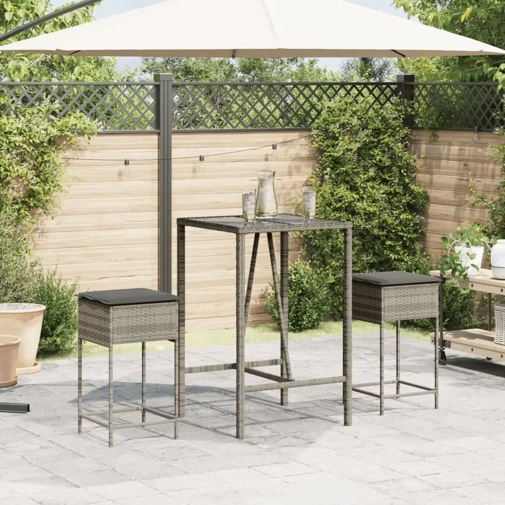 Outdoor Bar Stools Set of 2 Garden Seating Grey Poly Rattan