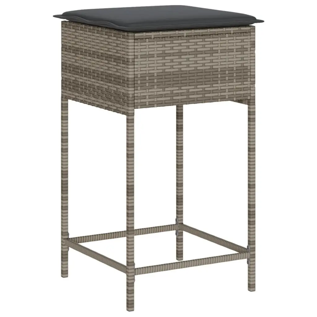 Outdoor Bar Stools Set of 2 Garden Seating Grey Poly Rattan