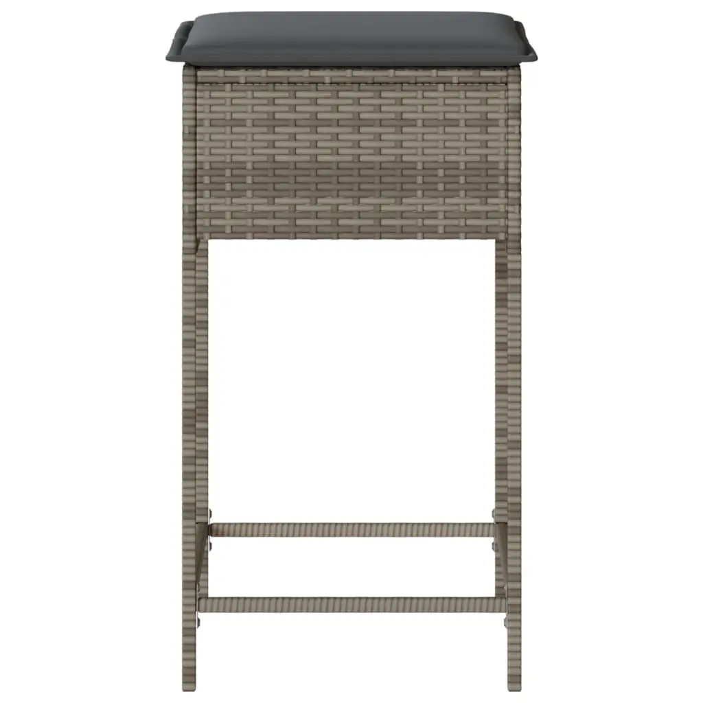Outdoor Bar Stools Set of 2 Garden Seating Grey Poly Rattan