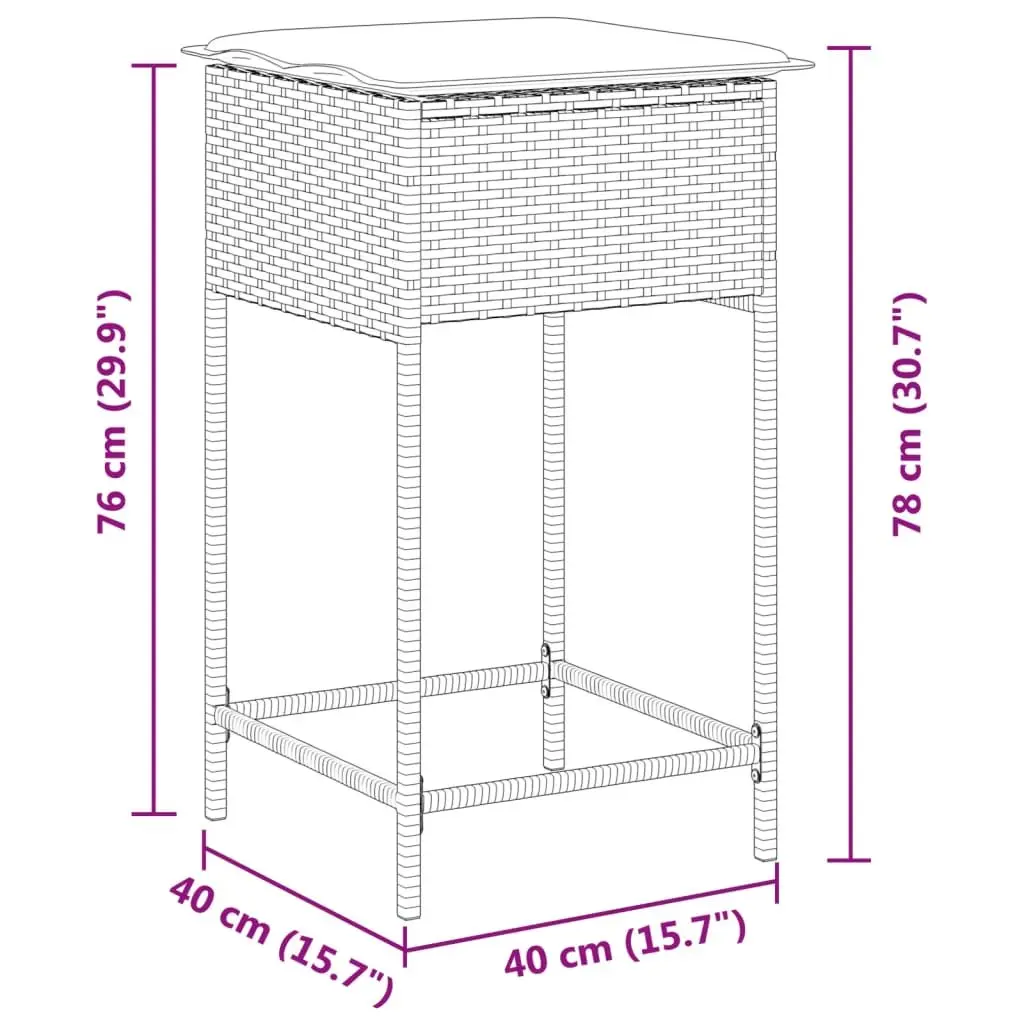 Outdoor Bar Stools Set of 2 Garden Seating Grey Poly Rattan