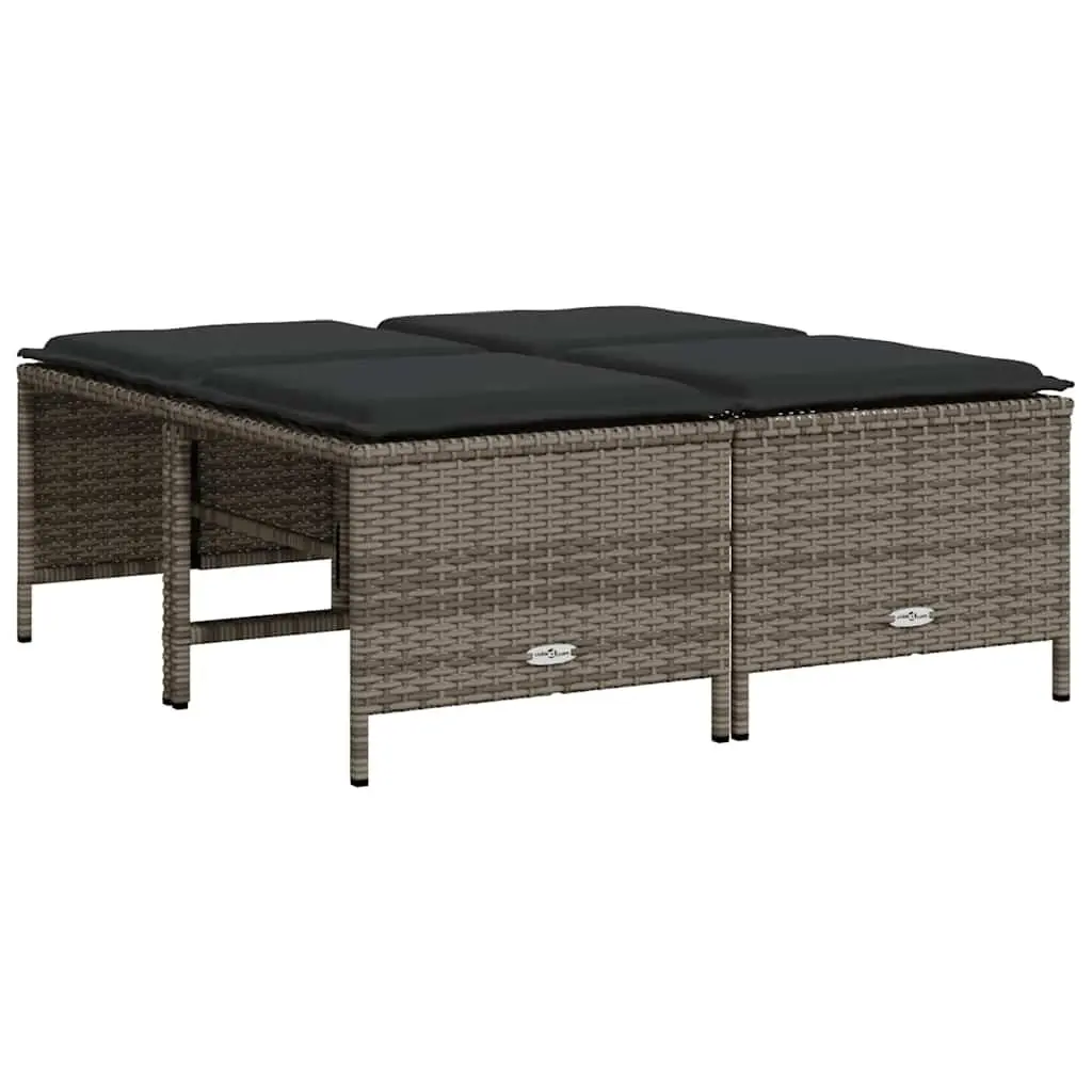 Garden Stools with Cushions Grey Set