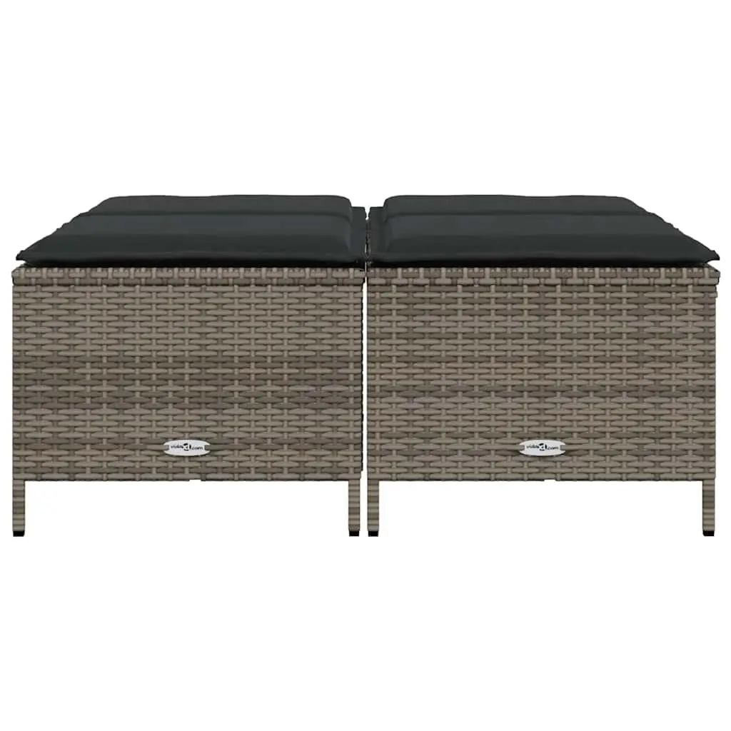 Garden Stools with Cushions Grey Set