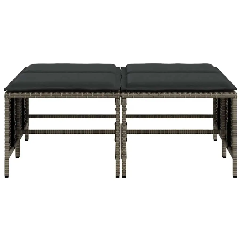 Garden Stools with Cushions Grey Set