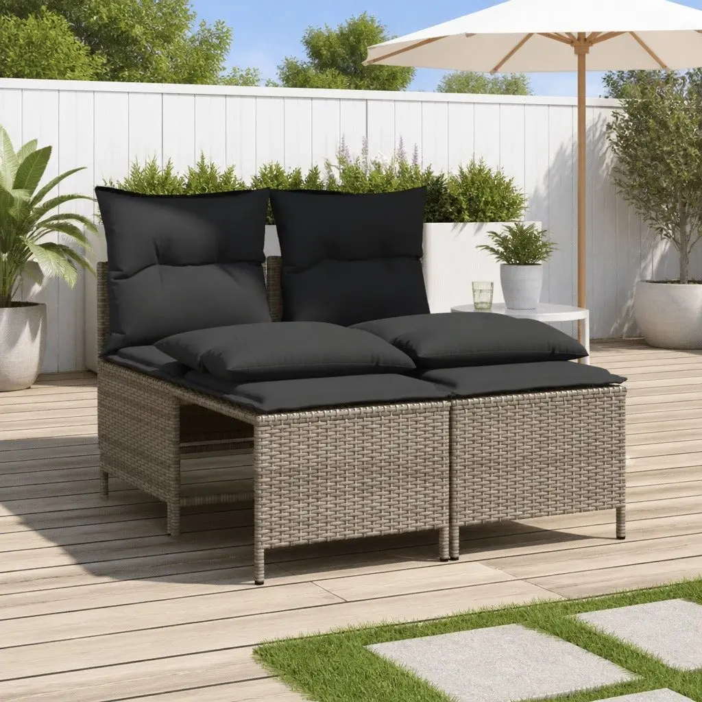 Garden Sofa Set 4 Piece Patio Furniture Grey Poly Rattan Cushions Outdoor Use