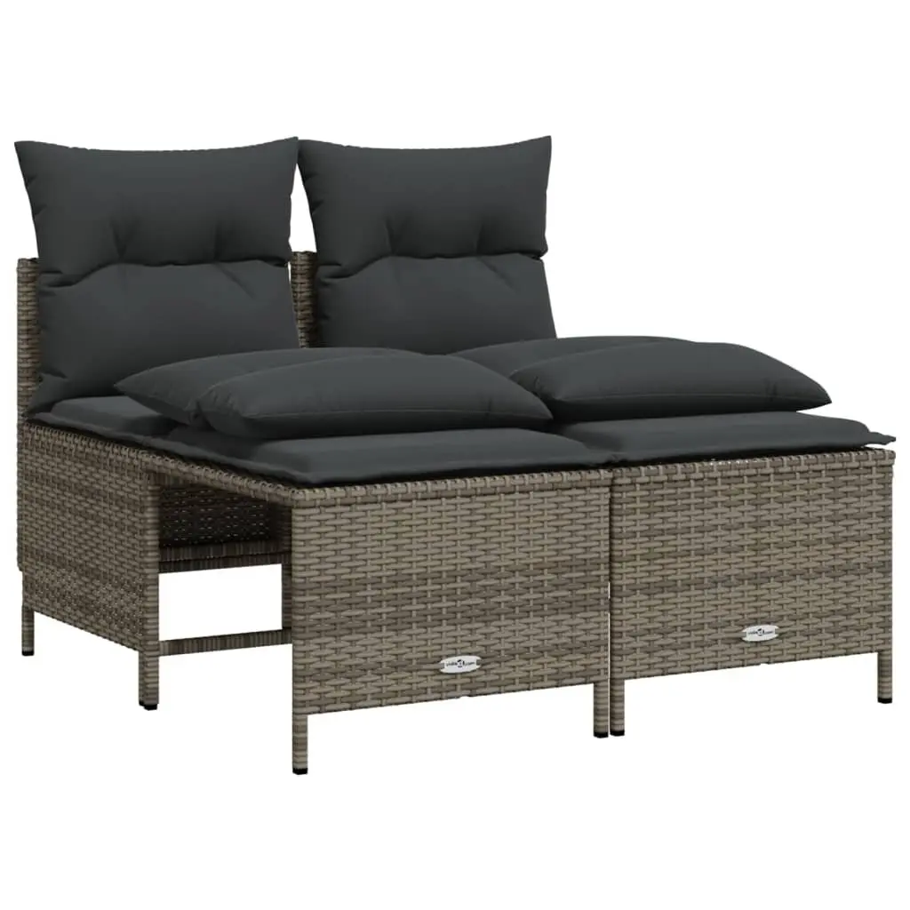 Garden Sofa Set 4 Piece Patio Furniture Grey Poly Rattan Cushions Outdoor Use