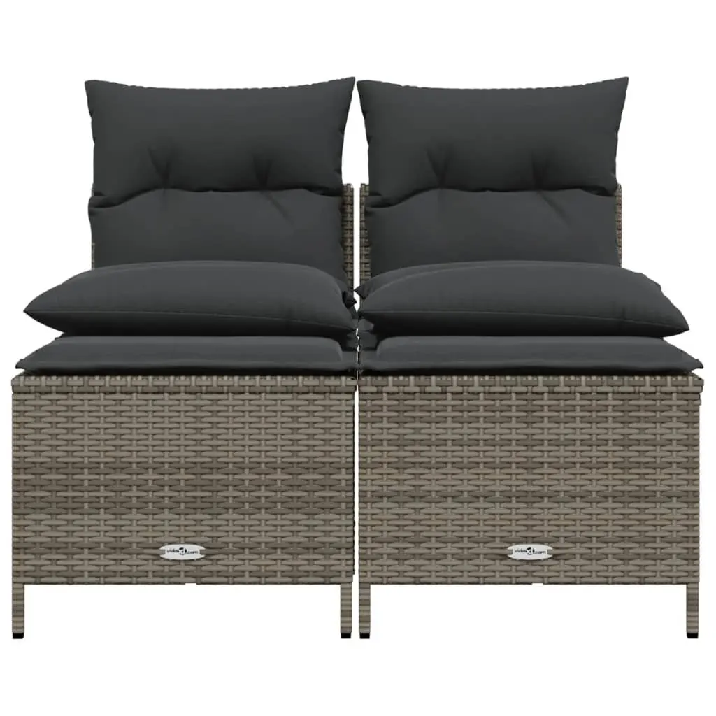Garden Sofa Set 4 Piece Patio Furniture Grey Poly Rattan Cushions Outdoor Use