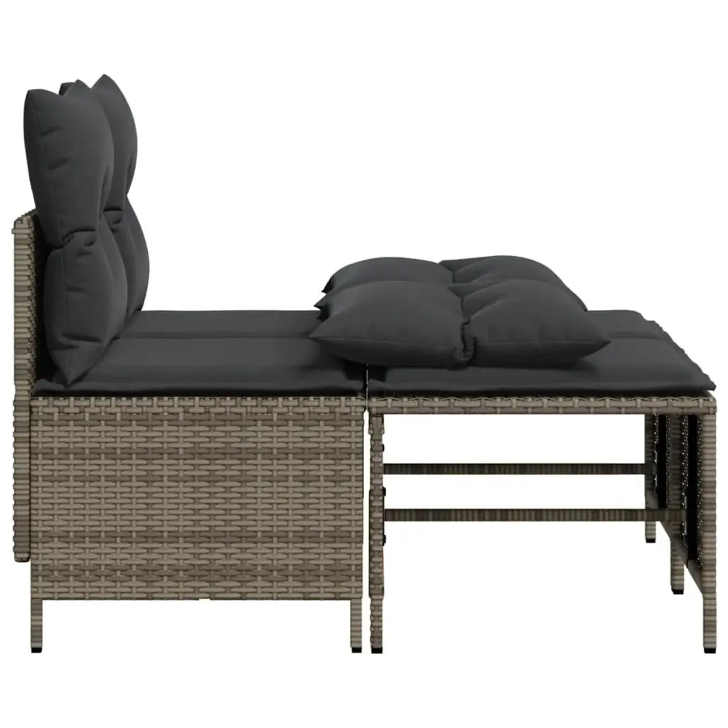 Garden Sofa Set 4 Piece Patio Furniture Grey Poly Rattan Cushions Outdoor Use