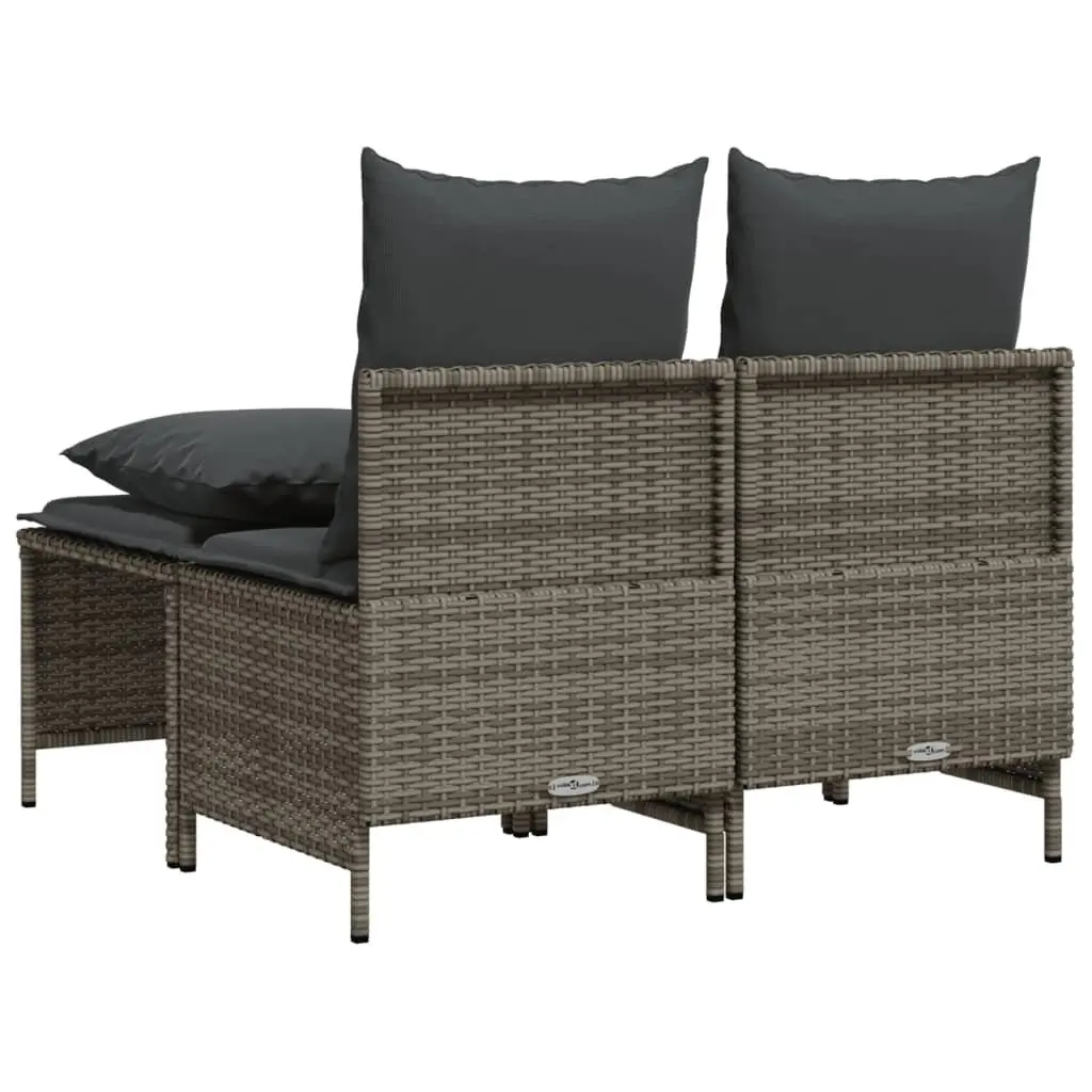 4 Piece Outdoor Garden Sofa Set Grey Poly Rattan Cushions
