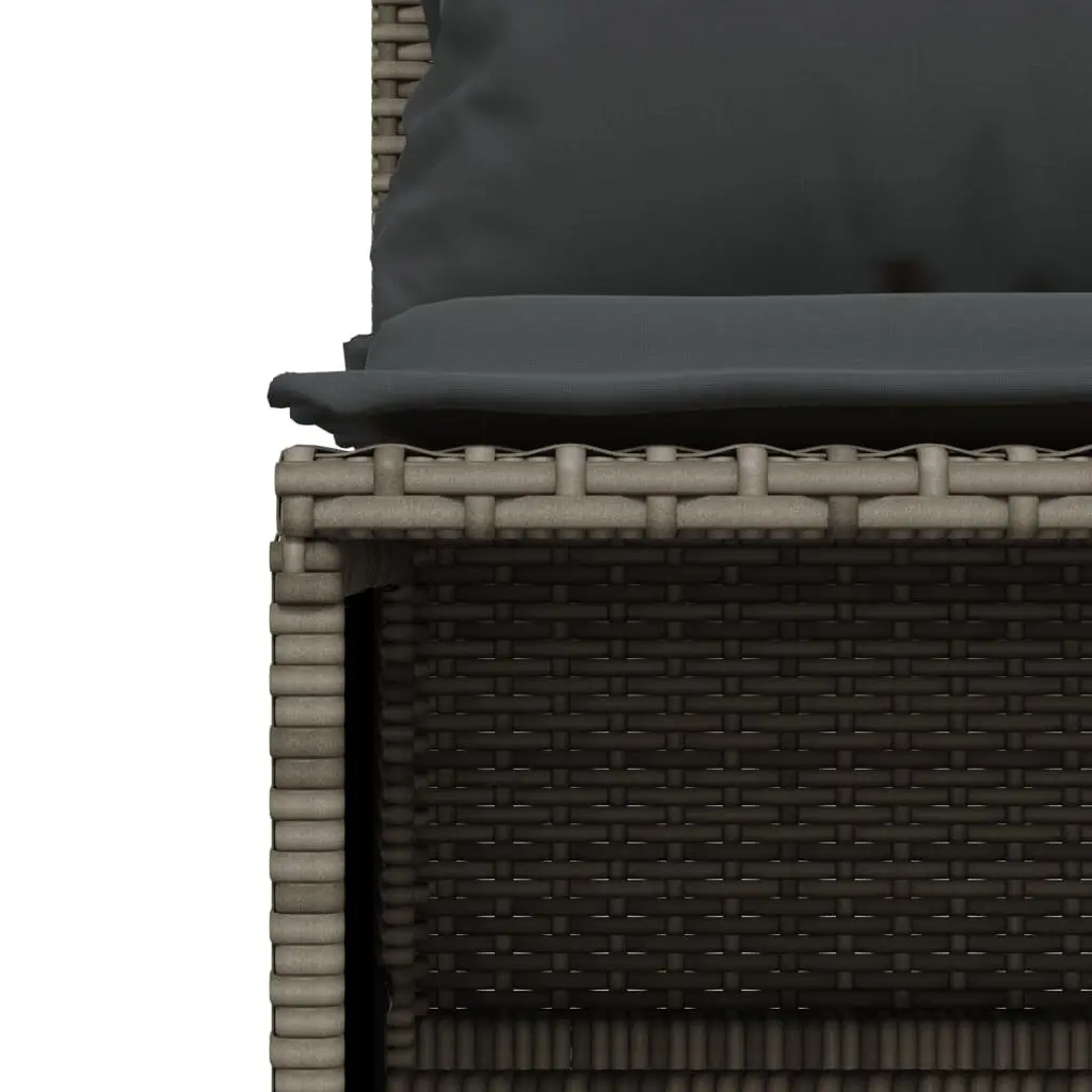 4 Piece Outdoor Garden Sofa Set Grey Poly Rattan Cushions