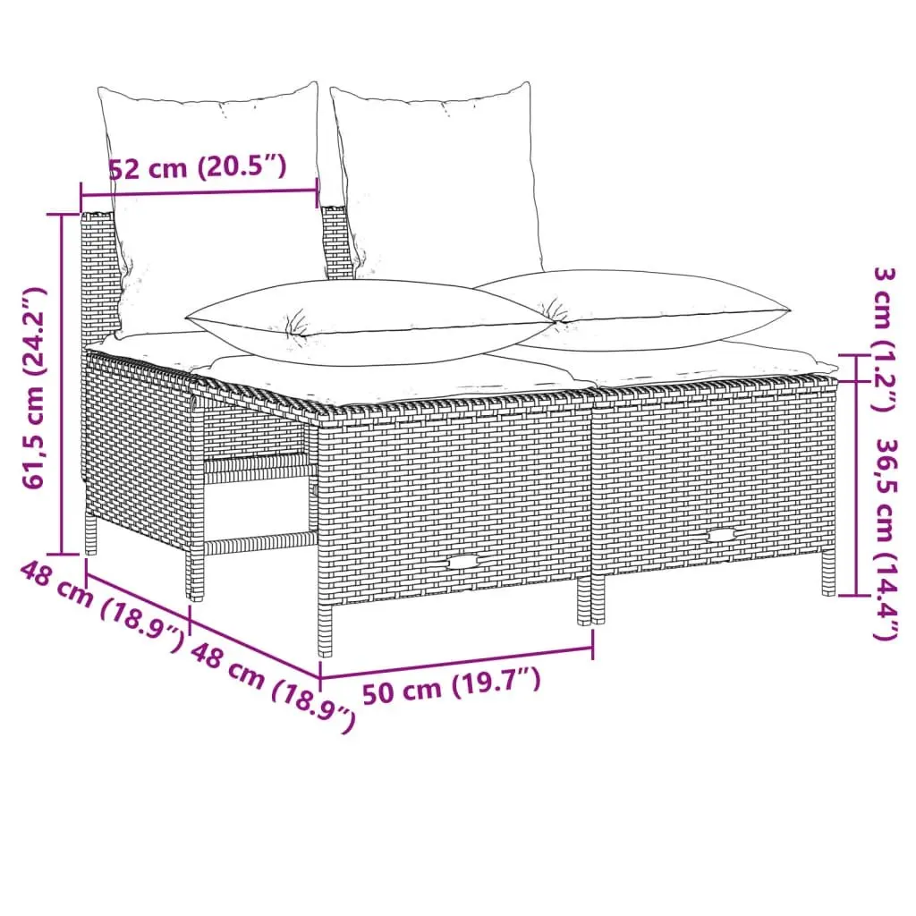 4 Piece Outdoor Garden Sofa Set Grey Poly Rattan Cushions