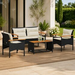 Reliable 4 Piece Garden Sofa Set with Cushions