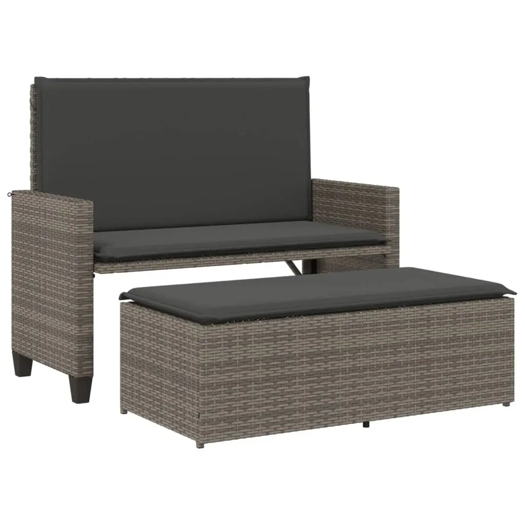 Garden Bench 2-in-1 Outdoor Loveseat Sofa Bed Grey