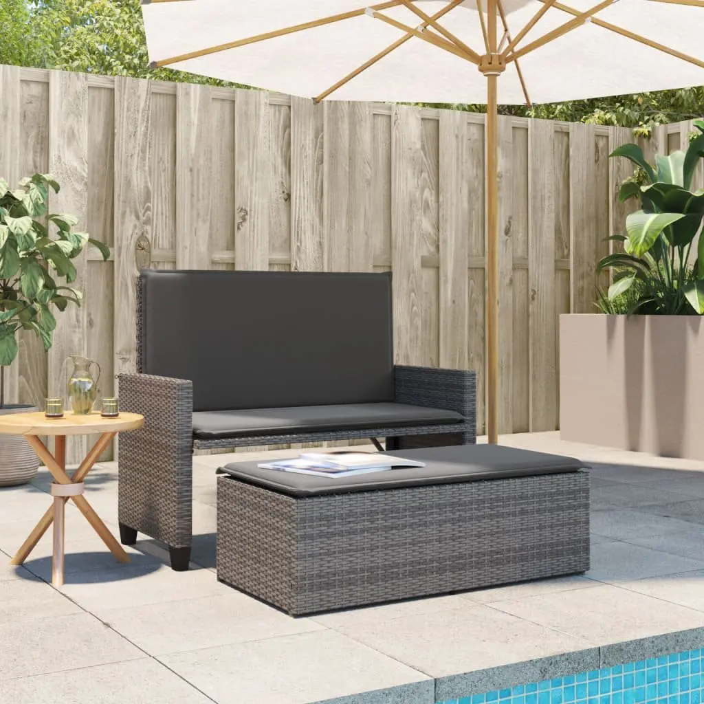 Garden Bench 2-in-1 Outdoor Loveseat Sofa Bed Grey