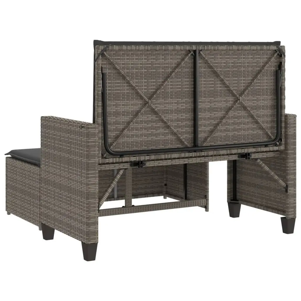 Garden Bench 2-in-1 Outdoor Loveseat Sofa Bed Grey