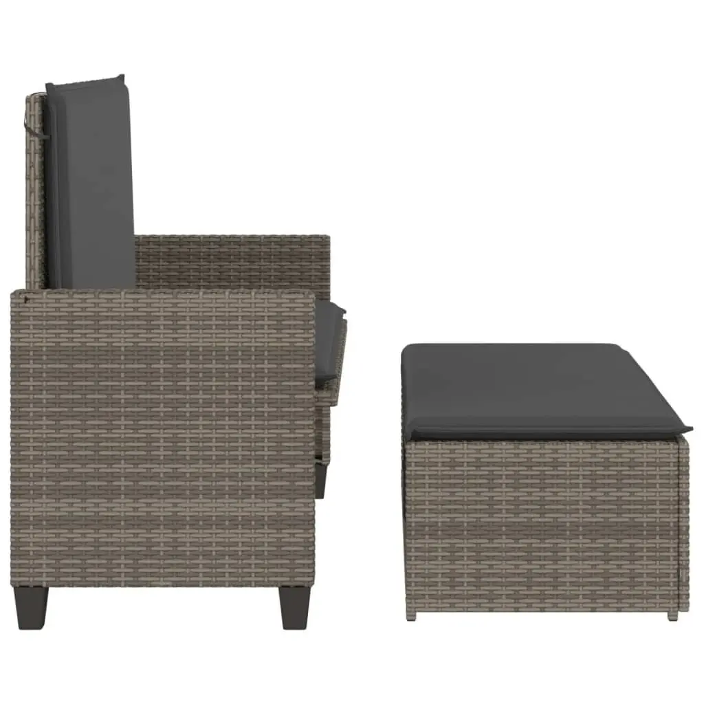 Garden Bench 2-in-1 Outdoor Loveseat Sofa Bed Grey