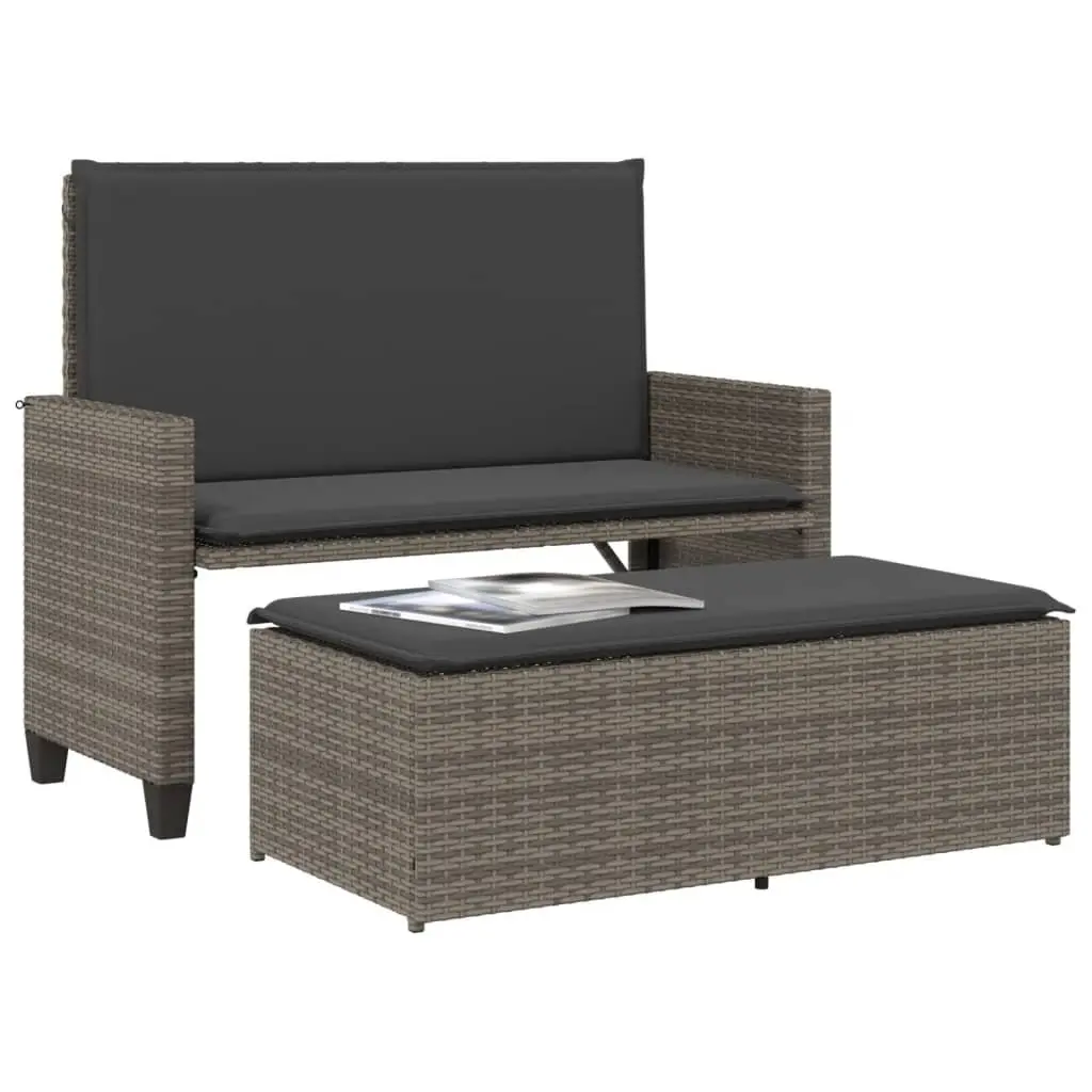 Garden Bench 2-in-1 Outdoor Loveseat Sofa Bed Grey
