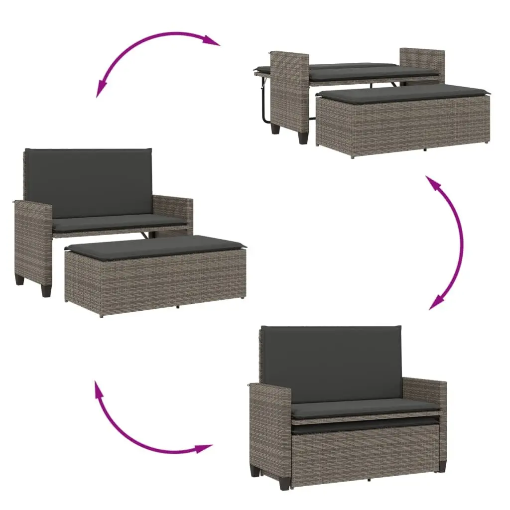 Garden Bench 2-in-1 Outdoor Loveseat Sofa Bed Grey