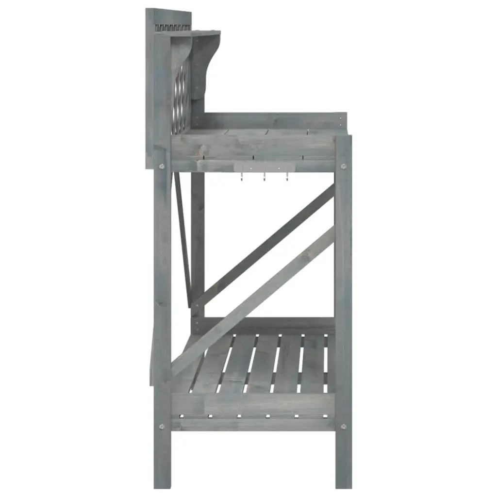 Potting Bench Garden Plant Stand with Trellis Grey Solid Wood