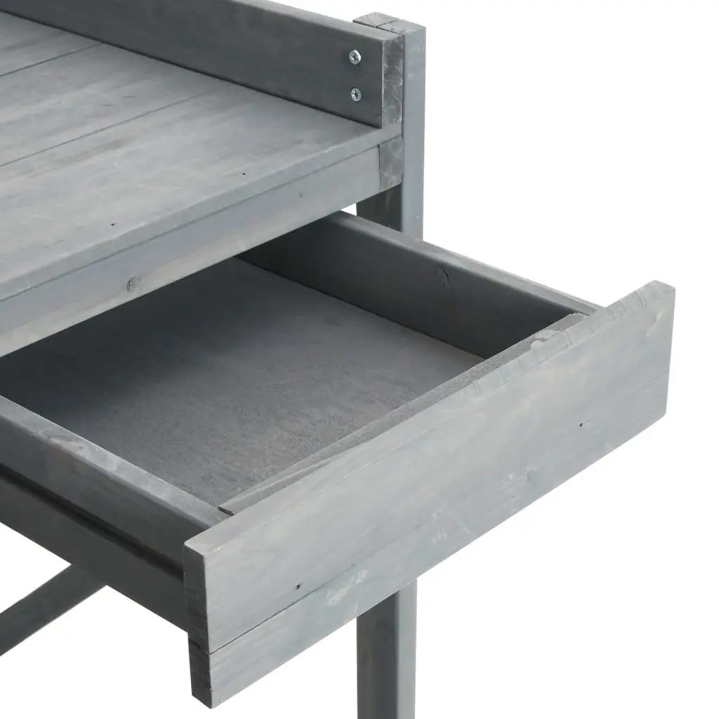 Potting Bench Garden Plant Stand with Trellis Grey Solid Wood