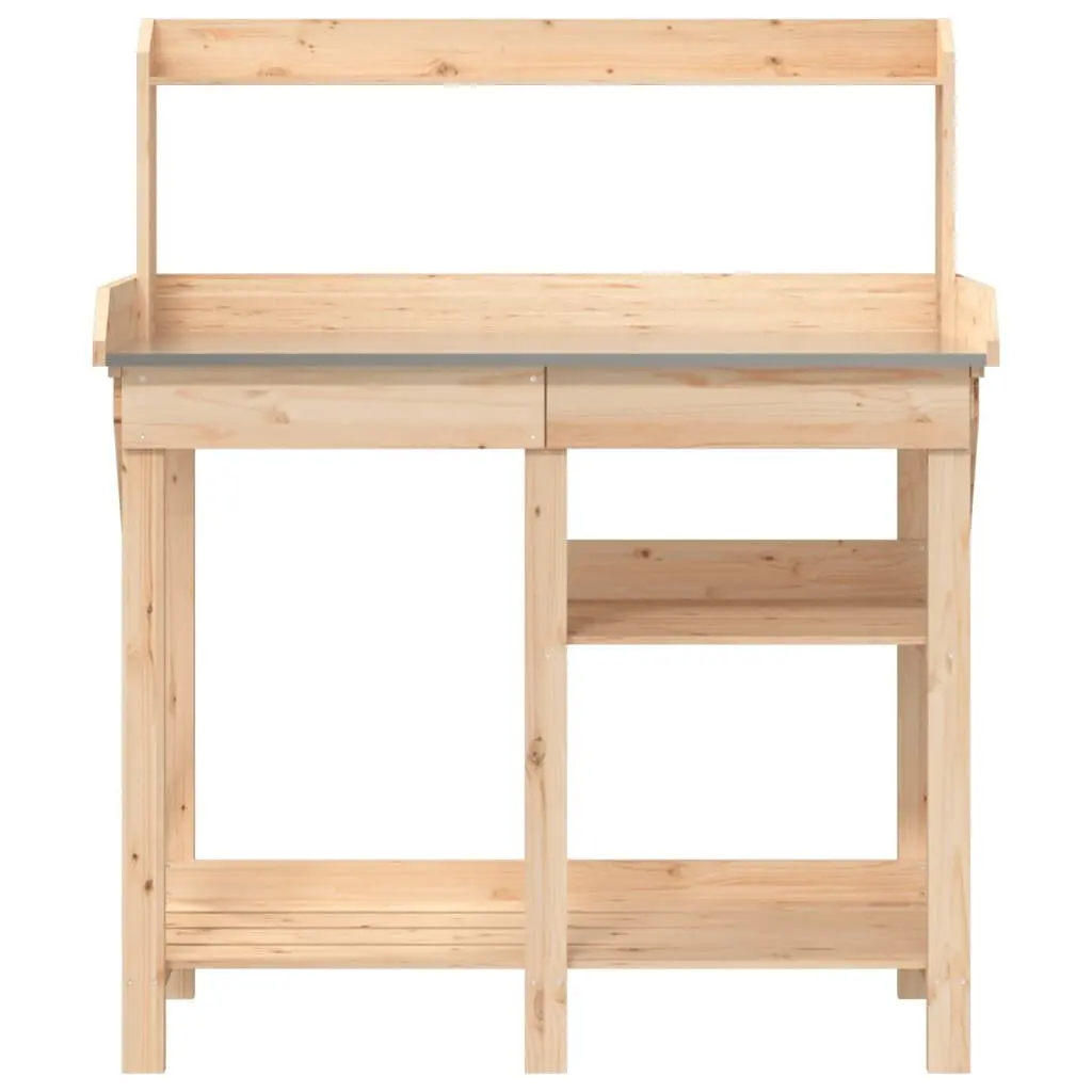 Potting Bench Garden Plant Stand Solid Wood with Shelves and Drawer Brown