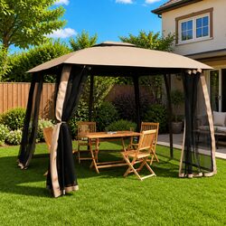 Value-Driven Gazebo with Sturdy Double Roof and Mesh Walls