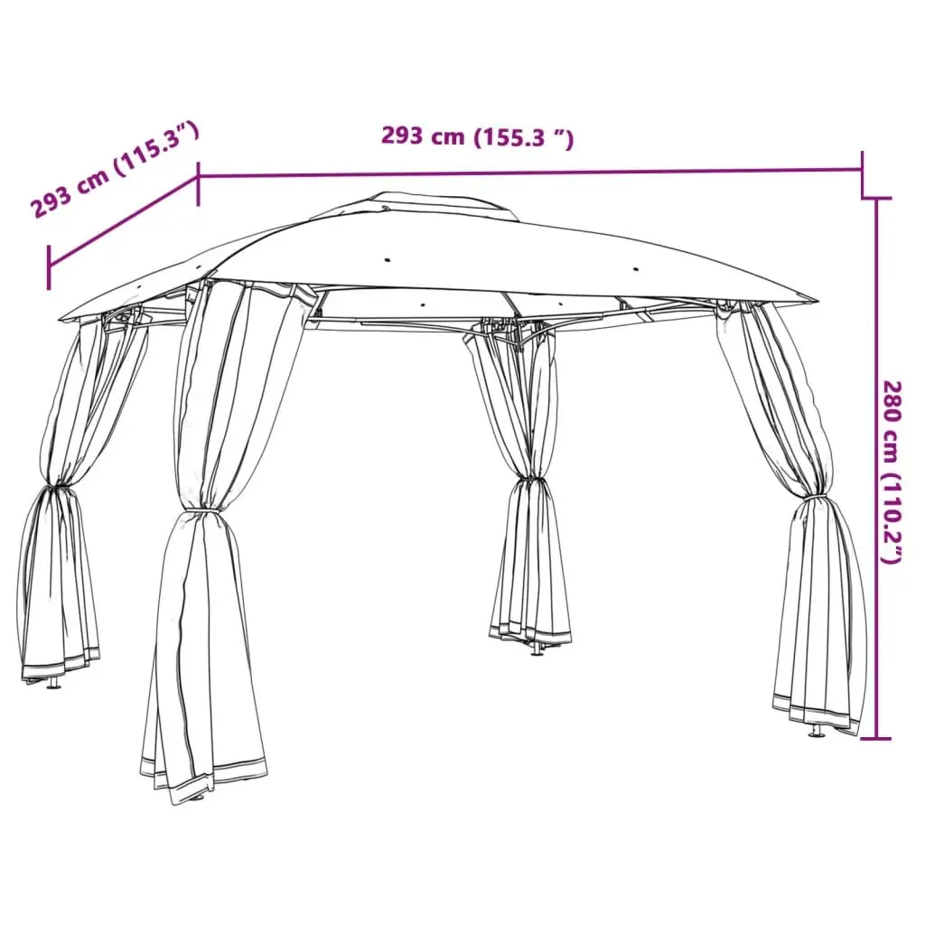 Gazebo Outdoor Canopy Tent Garden Patio Shelter 2.93 x 2.93 m Taupe