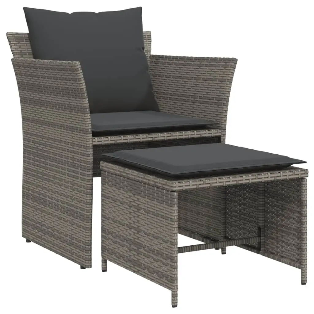 Garden Chair Footstool Outdoor Seating Grey Poly Rattan