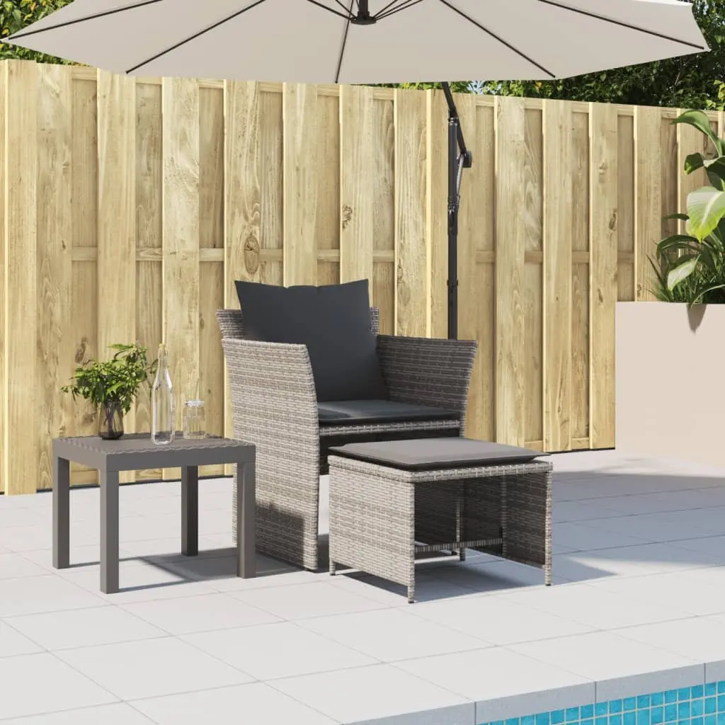 Garden Chair Footstool Outdoor Seating Grey Poly Rattan