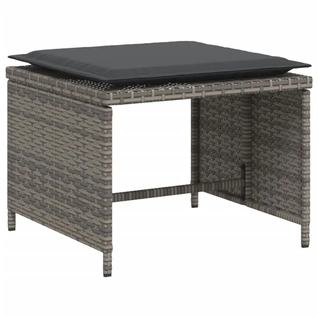 Garden Chair Footstool Outdoor Seating Grey Poly Rattan