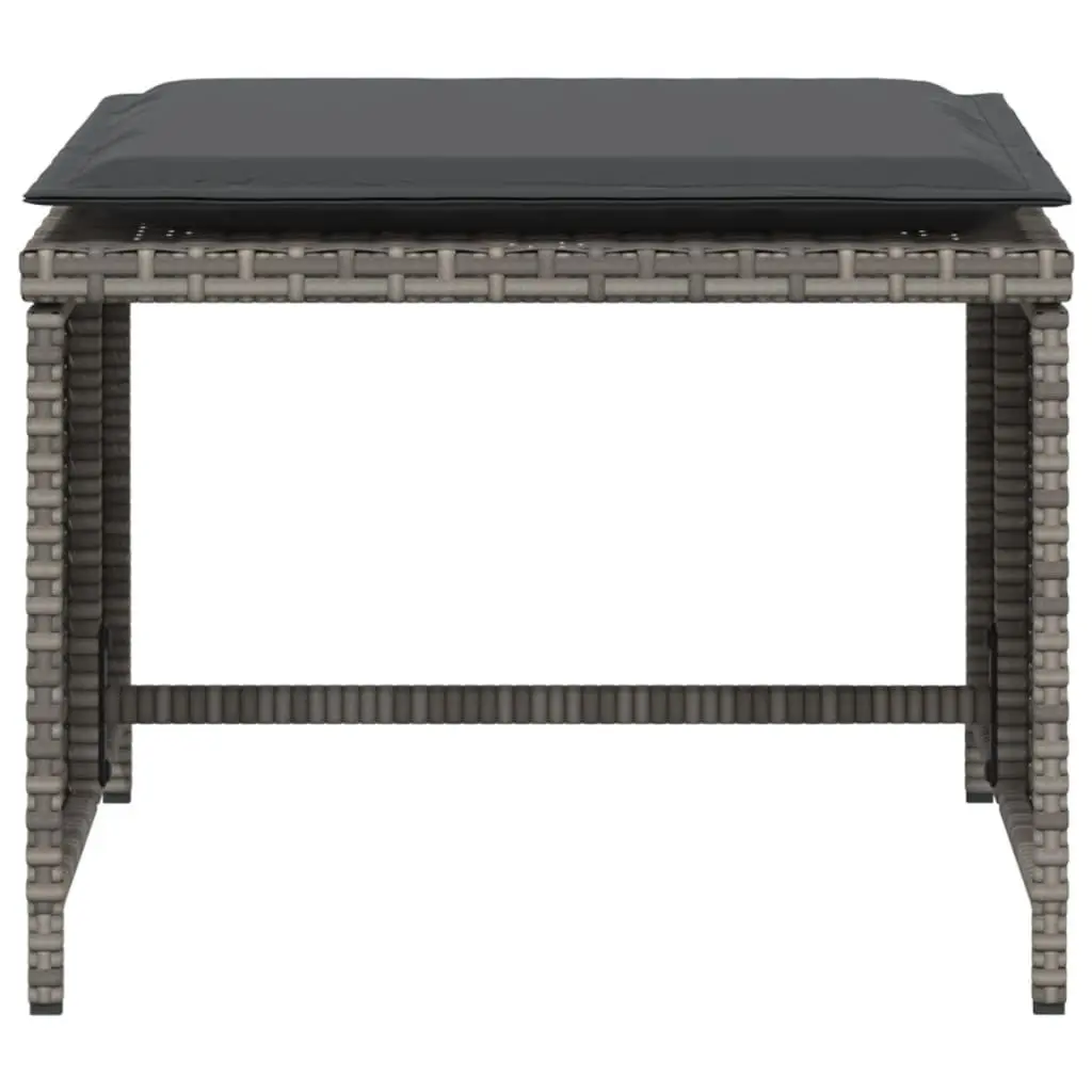 Garden Chair Footstool Outdoor Seating Grey Poly Rattan