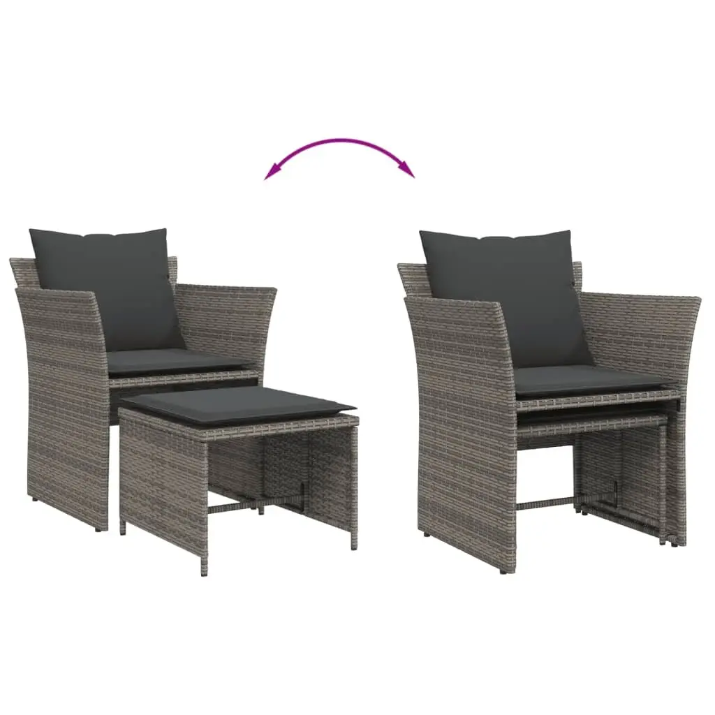 Garden Chair Footstool Outdoor Seating Grey Poly Rattan