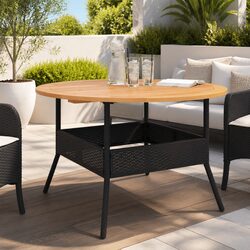 Reliable Black Round Outdoor Table for Dining and Coffee