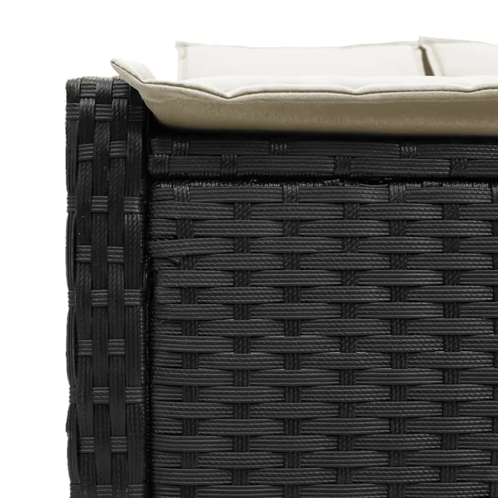 Double Sun Lounger Outdoor Rattan Garden Furniture with Cushions Black