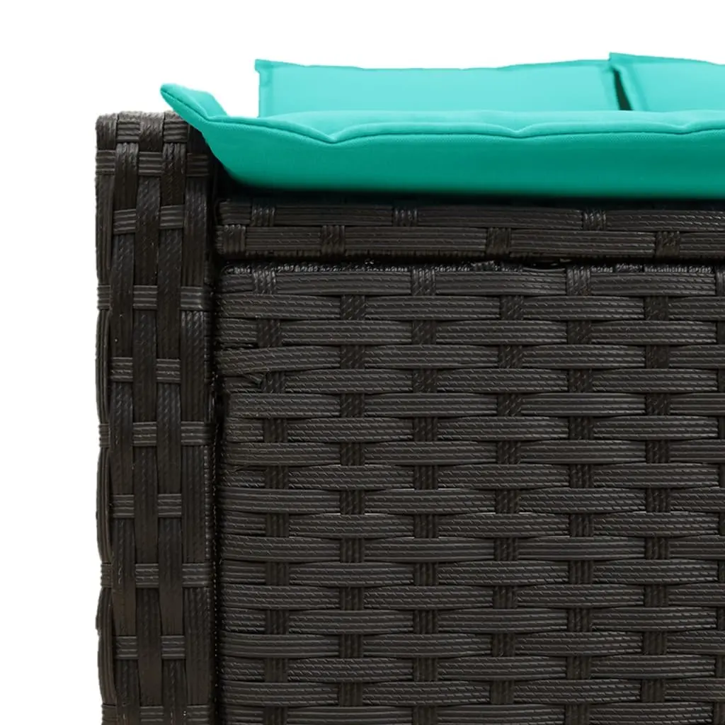 Double Sun Lounger Outdoor Garden Furniture Adjustable Backrest Padded Cushions Black