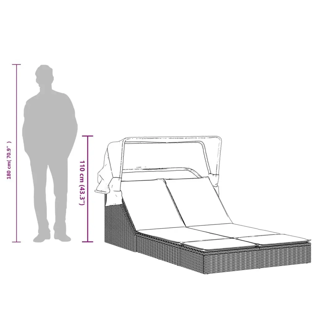 Double Sun Lounger with Removable Cushions