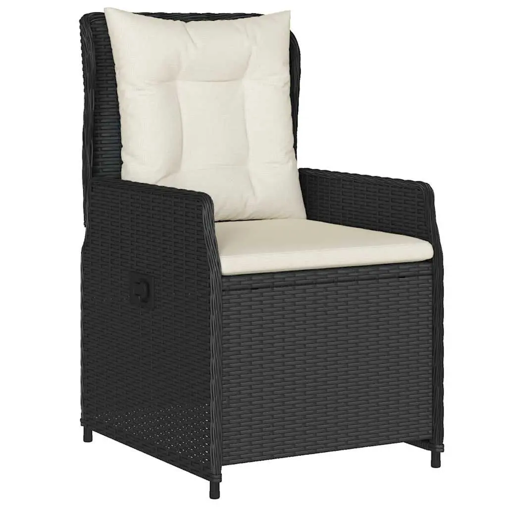 Outdoor Reclining Garden Chairs Set of 2 Adjustable Backrest Black Poly Rattan
