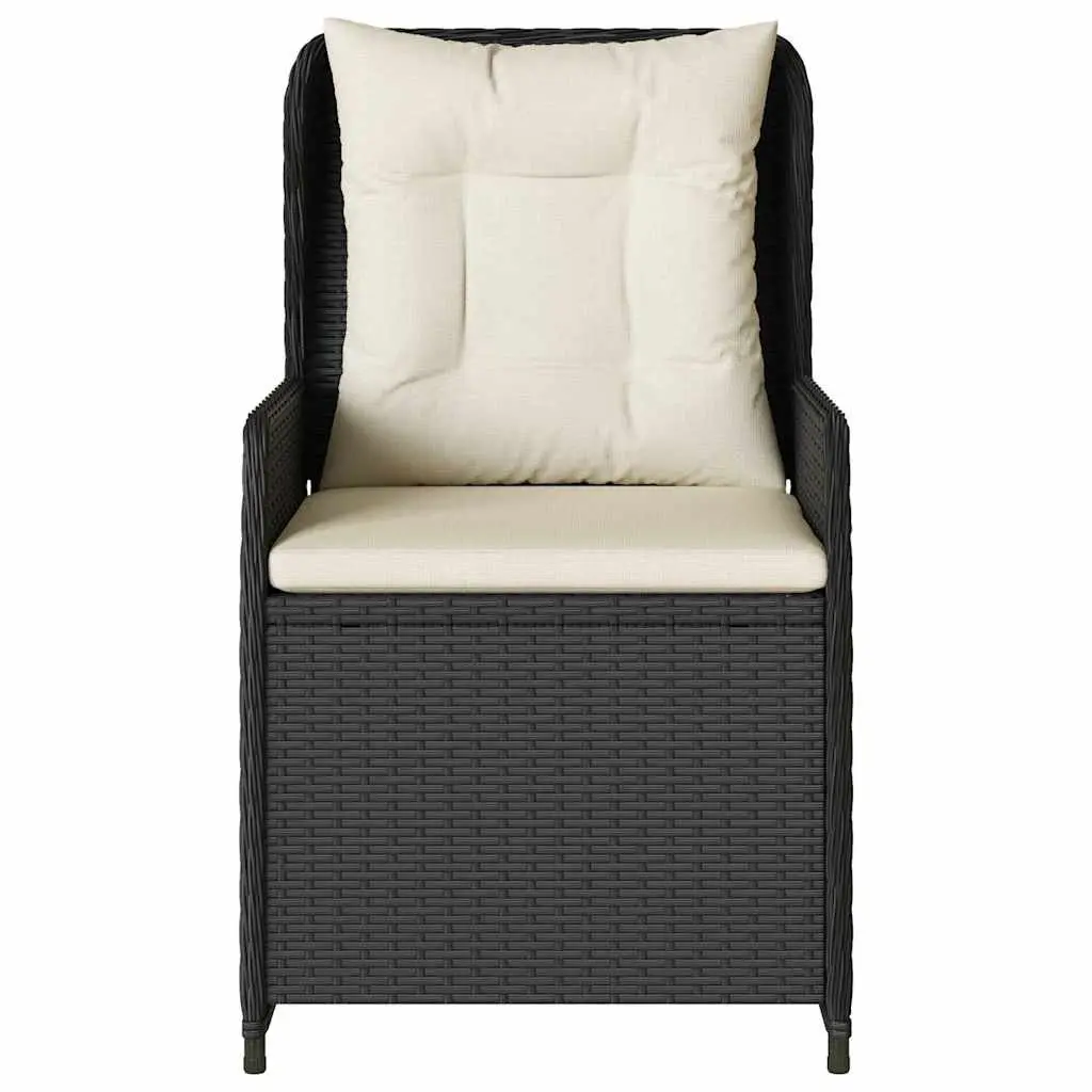 Outdoor Reclining Garden Chairs Set of 2 Adjustable Backrest Black Poly Rattan
