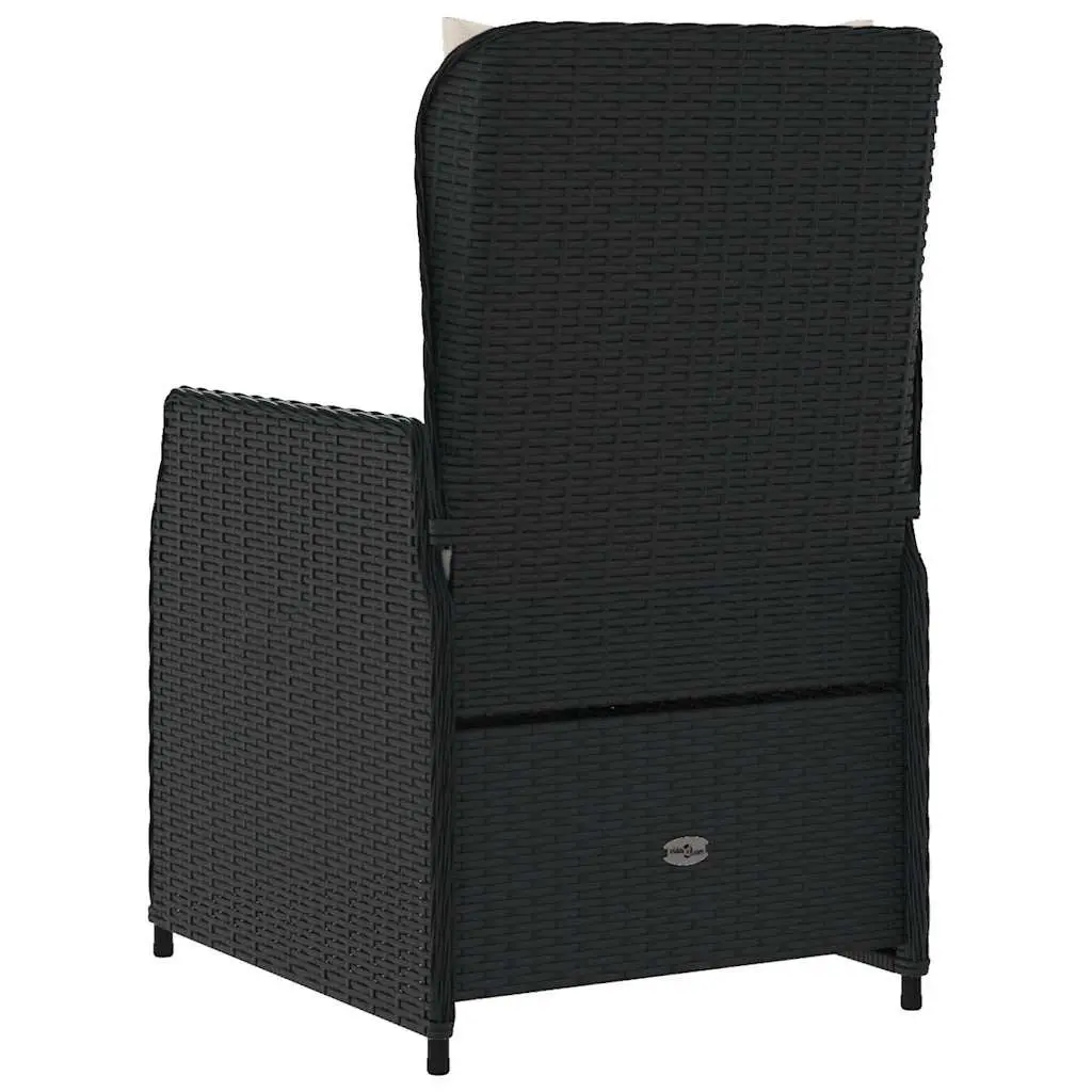 Outdoor Reclining Garden Chairs Set of 2 Adjustable Backrest Black Poly Rattan