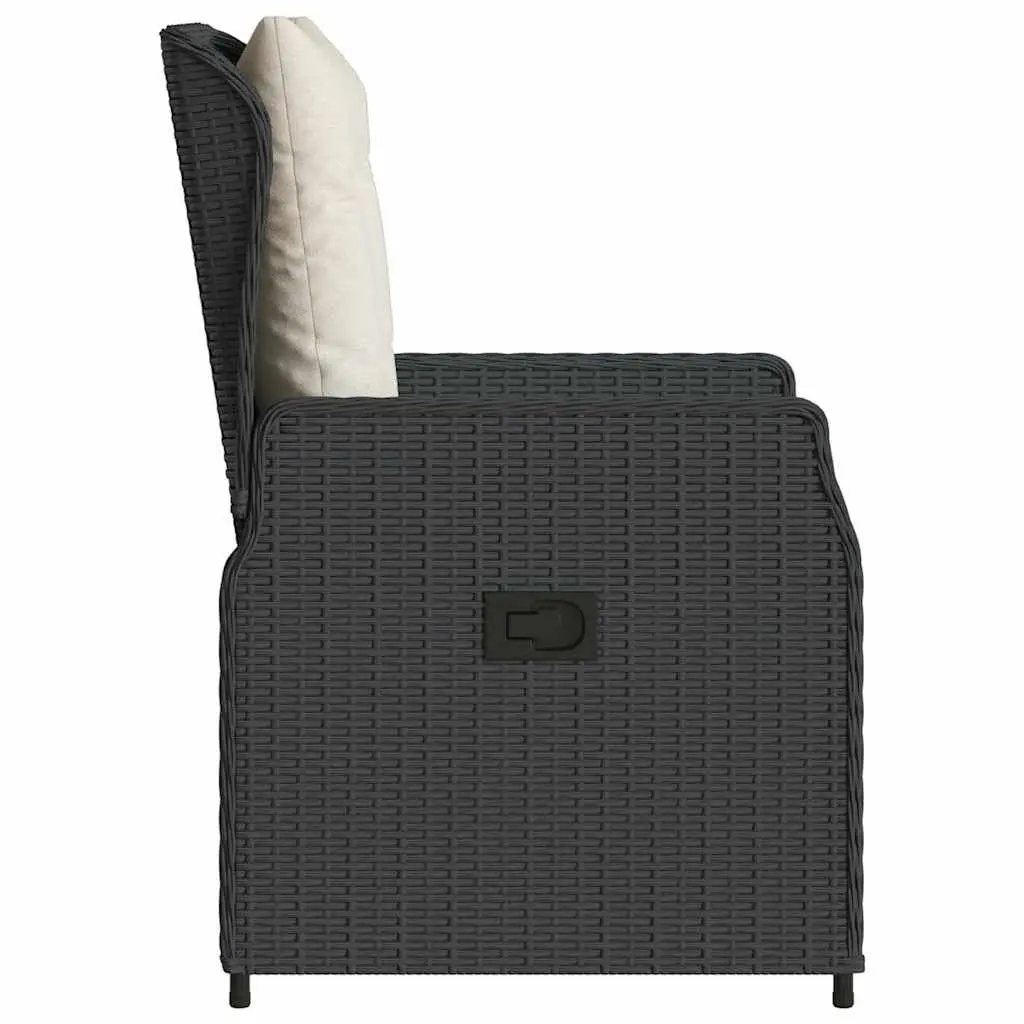 Outdoor Reclining Garden Chairs Set of 2 Adjustable Backrest Black Poly Rattan