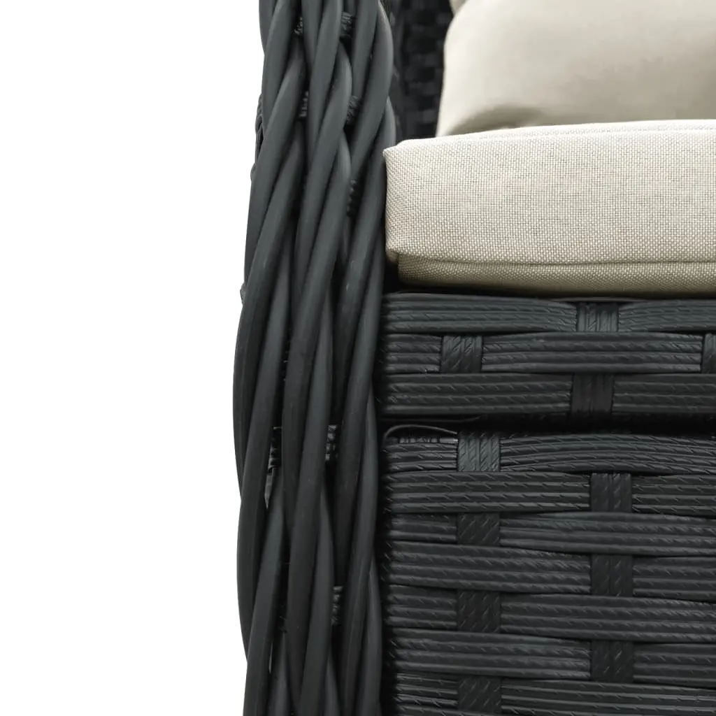Outdoor Reclining Garden Chairs Set of 2 Adjustable Backrest Black Poly Rattan