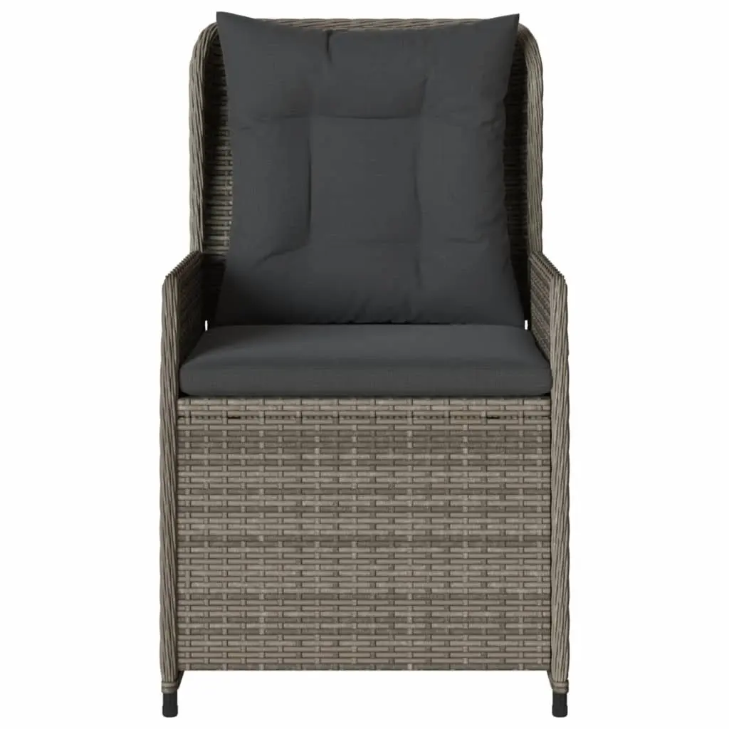 Outdoor Reclining Garden Chairs 2 pcs Grey Poly Rattan Adjustable Backrest