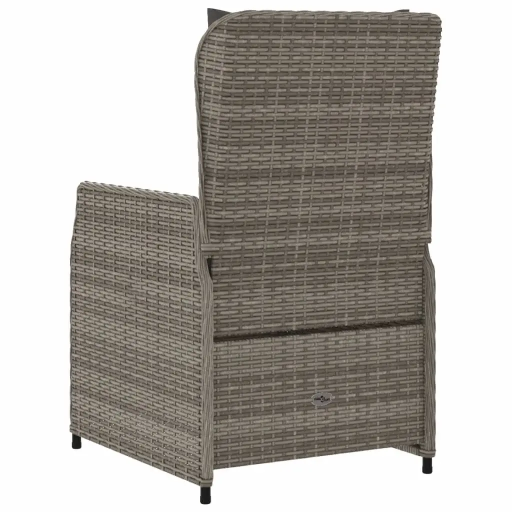 Outdoor Reclining Garden Chairs 2 pcs Grey Poly Rattan Adjustable Backrest