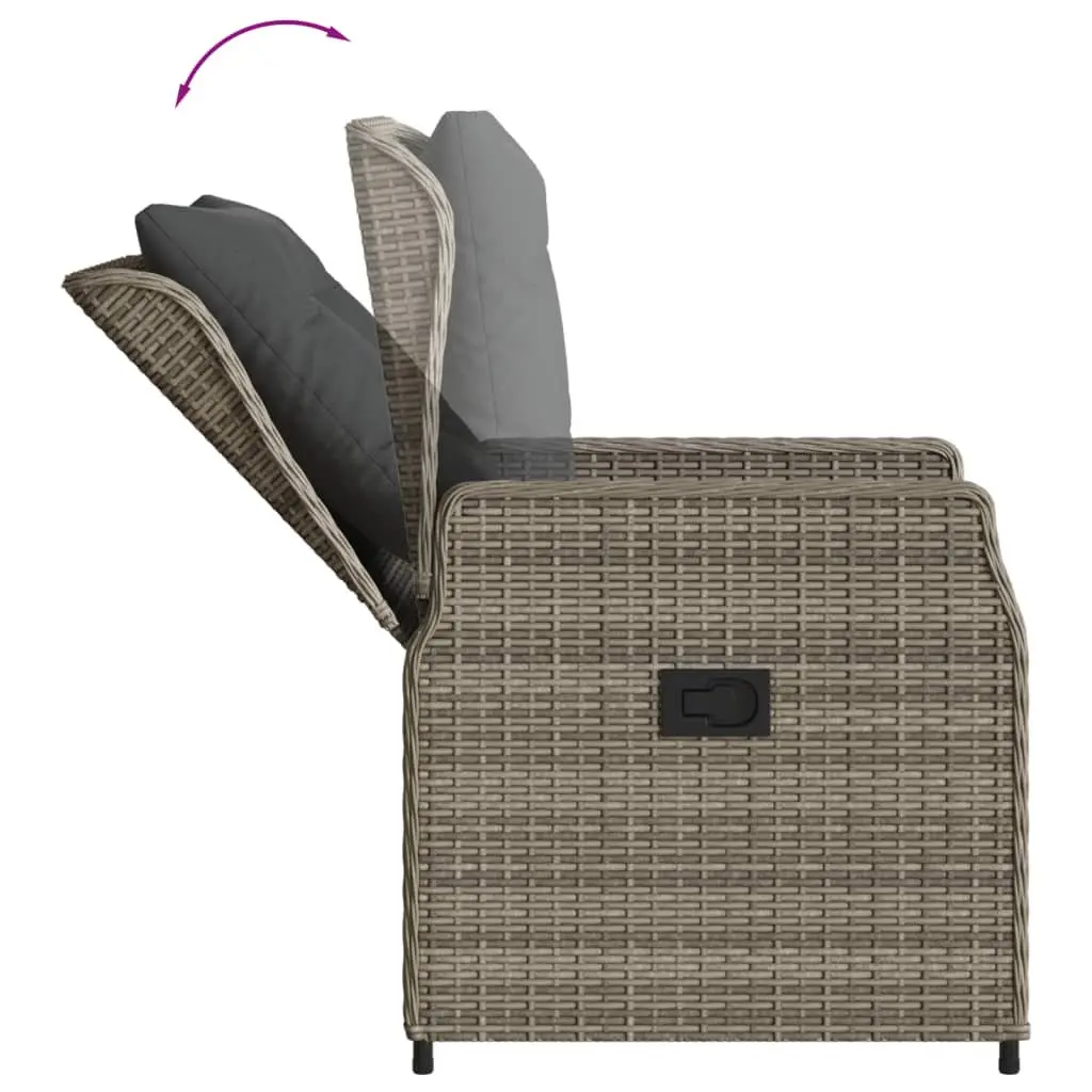 Outdoor Reclining Garden Chairs 2 pcs Grey Poly Rattan Adjustable Backrest