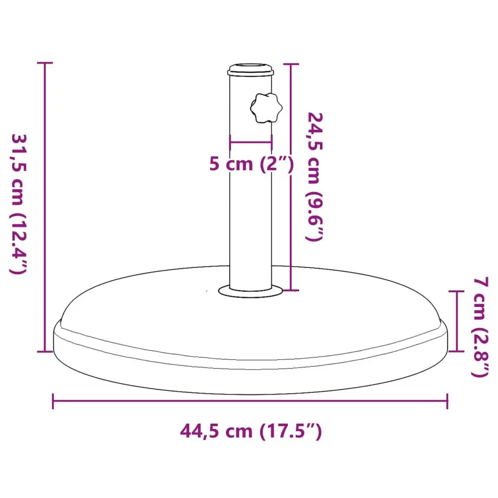 Round Parasol Base Grey Umbrella Stand 15kg Stable Fits 32mm 35mm 38mm Poles