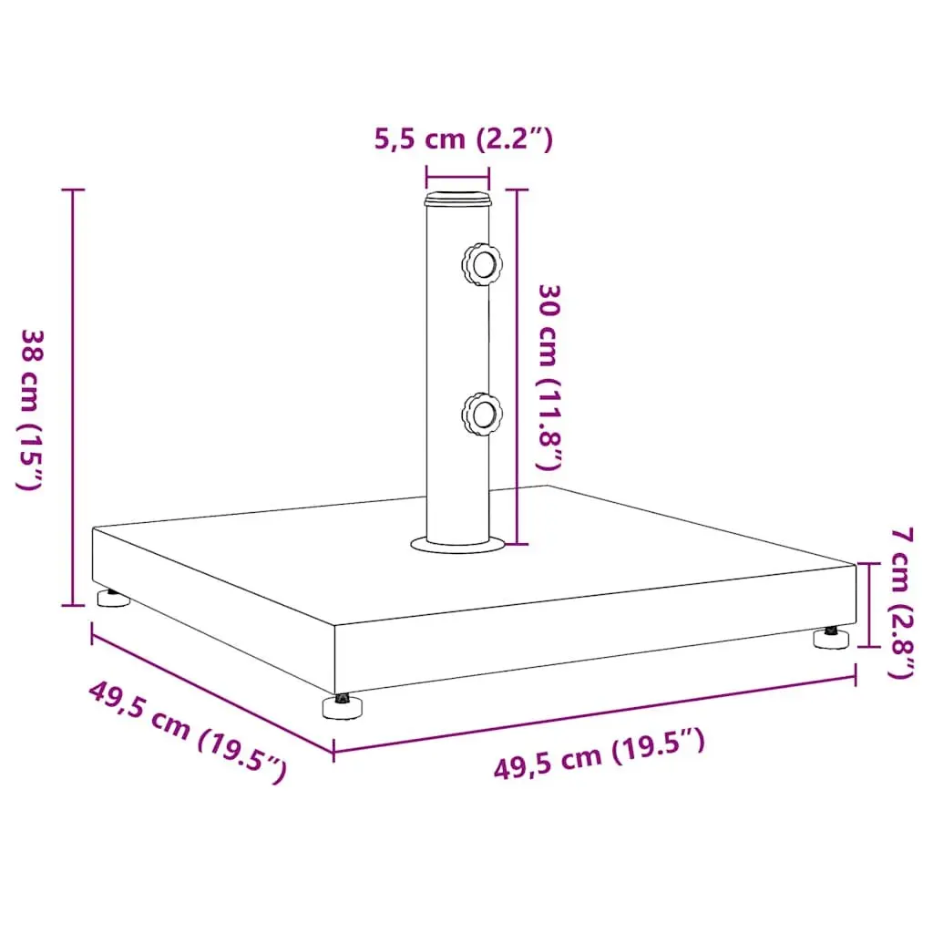 Parasol Base Square 28kg Stable Umbrella Stand Silver Compatible with 32mm 38mm 48mm Poles