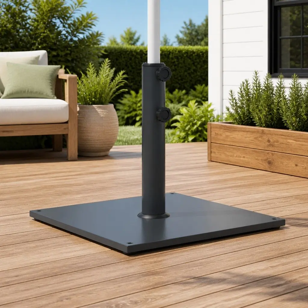 Parasol Base Umbrella Stand Grey Steel 32mm 38mm 48mm Pole Adapter